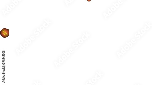 Christmas balls scatter after an explosion on a white background, isolated