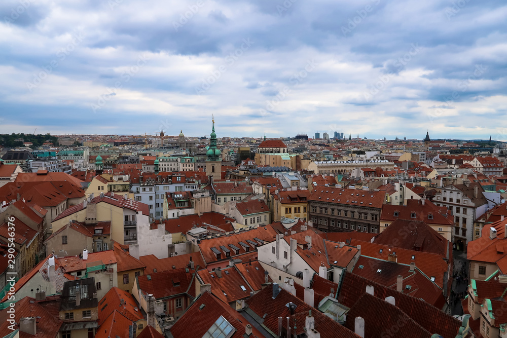 aerial  panorama of Prague, Czech Republic