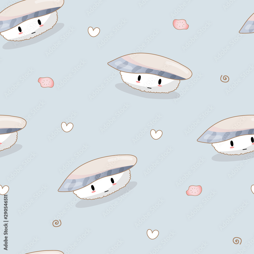 Seamless saba sushi pattern