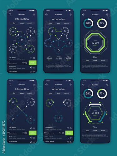 Different UI, UX, GUI screens and flat web icons for mobile apps