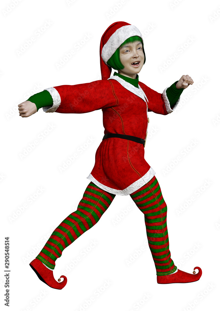 3D Rendering Christmas Elf on White 3D Rendering Christmas Elf on White