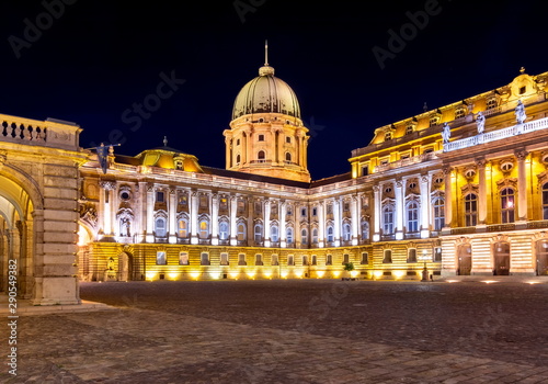 Royal Palace of Buda at night in Budapest, Hungary 