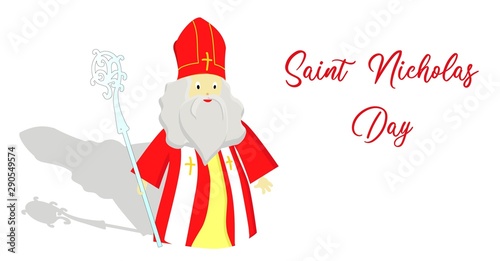 St. Nicolas day. December 6 and December 19. Sinterklaas on a white background..