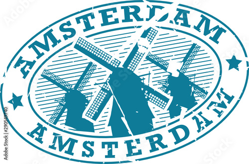 Wallpaper Mural Amsterdam Windmill Grunge Stamp Torontodigital.ca