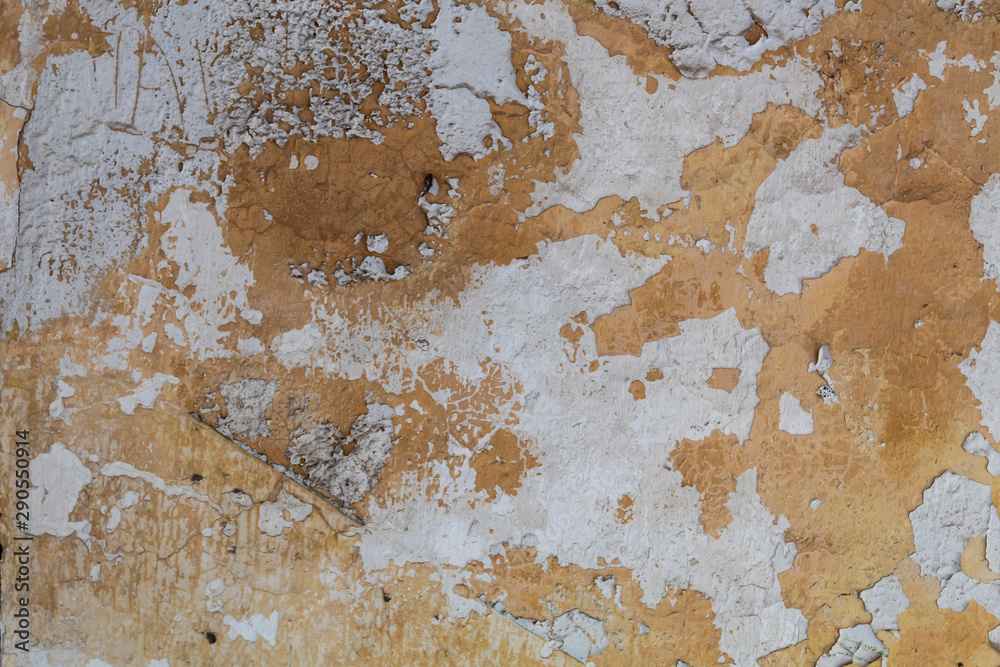Old Weathered Damaged White Painted Wall Texture