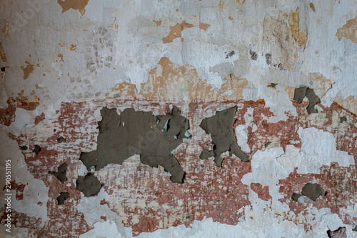 Old Weathered Damaged White Painted Wall Texture