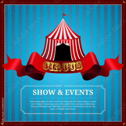 Circus poster image with a big top - Vector