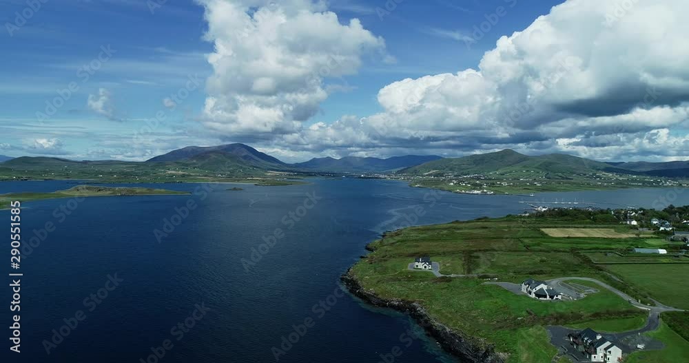 Coastal Ireland landscape, wide aerial Coastal Ireland landscape, wide aerial