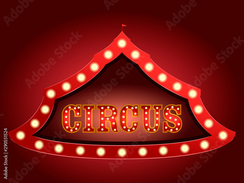 Circus light poster with a big top solhouette - Vector