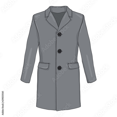 Vector Cartoon Gray Trench-Coat.