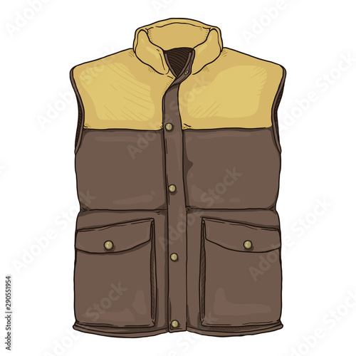 Vector Cartoon Down Vest. Brown Waistcoat