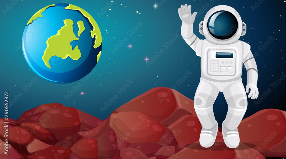 Obraz premium Astronaut on alien planet scene