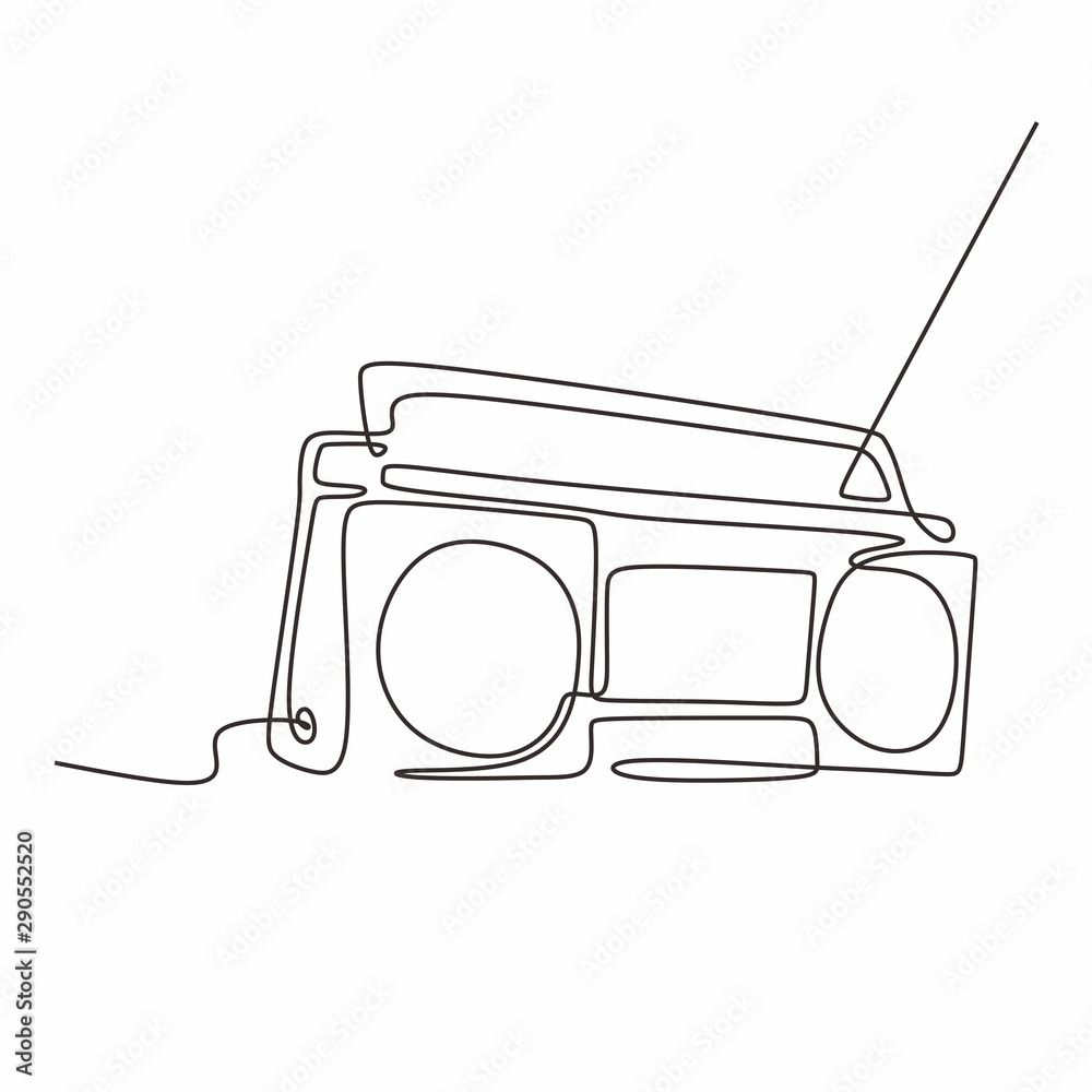 continuous line drawing Old radio music sign of vintage vector one lineart  simplicity illustration minimalist design Stock-vektor | Adobe Stock