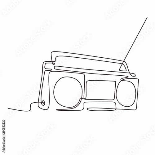 continuous line drawing Old radio music sign of vintage vector one lineart simplicity illustration minimalist design