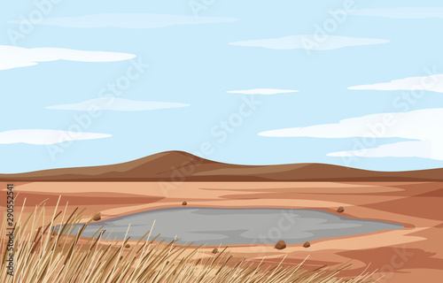 Scene with pond and dry land