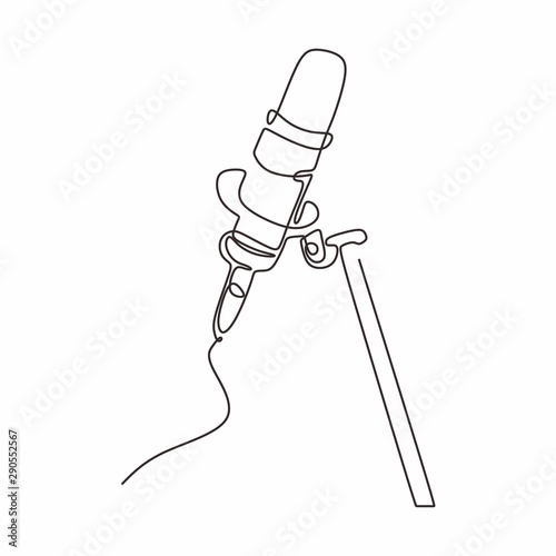 one continuous line drawing podcast microphone vector illustration minimalist design single line art