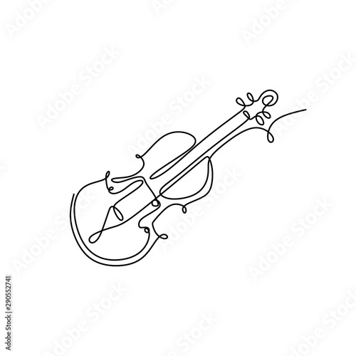 Violin one continuous line drawing music instrument. Vector illustration minimalism design