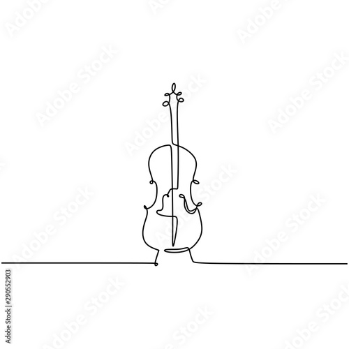 continuous one line drawing cello instrument vector illustration minimalist design single lineart