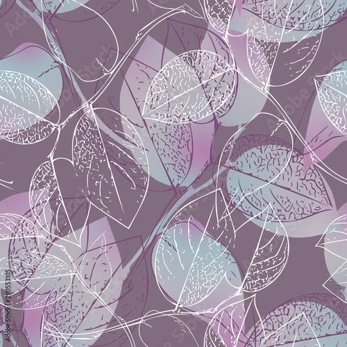 Leaves Seamless Pattern. Hand Sketched Background. 