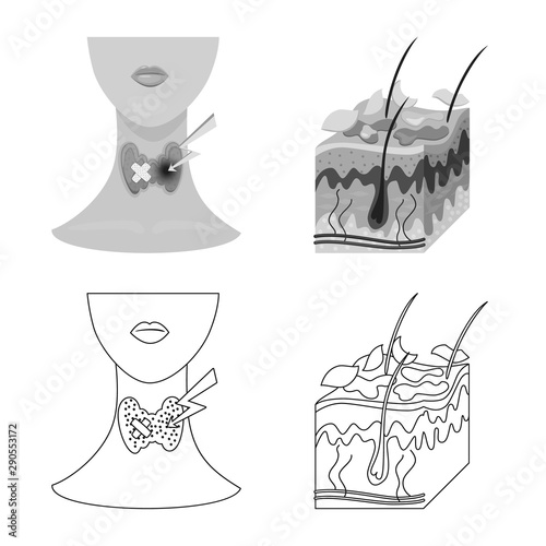 Vector illustration of medical and pain sign. Collection of medical and disease vector icon for stock.