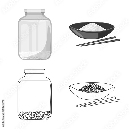 Vector design of crop and ecological sign. Collection of crop and cooking stock symbol for web.