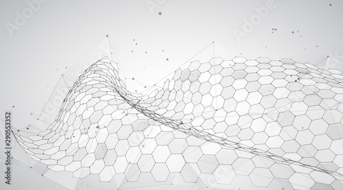 abstract vector background with hexagons. landscape of the virtual world. 3d design