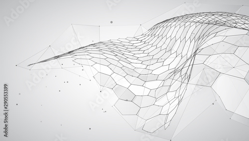 abstract vector background with hexagons. landscape of the virtual world. 3d design