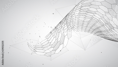 abstract vector background with hexagons. landscape of the virtual world. 3d design