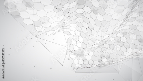 abstract vector background with hexagons. landscape of the virtual world. 3d design