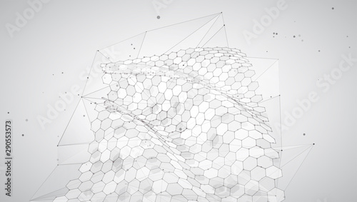 abstract vector background with hexagons. landscape of the virtual world. 3d design