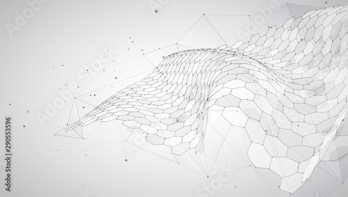 abstract vector background with hexagons. landscape of the virtual world. 3d design
