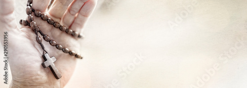 Rosary beads and crucifix c...