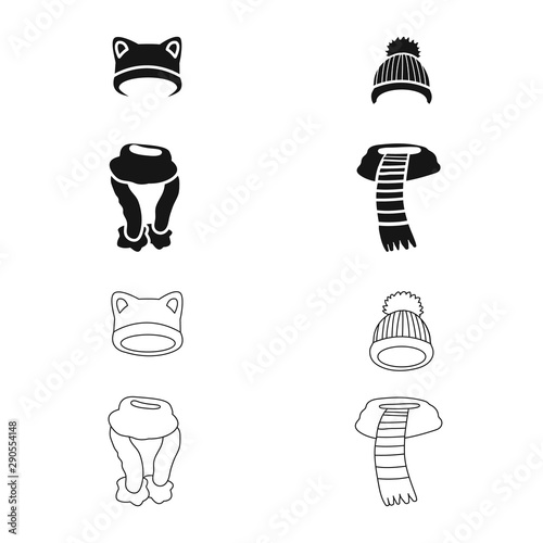 Isolated object of clothes and texture logo. Collection of clothes and weather stock vector illustration.