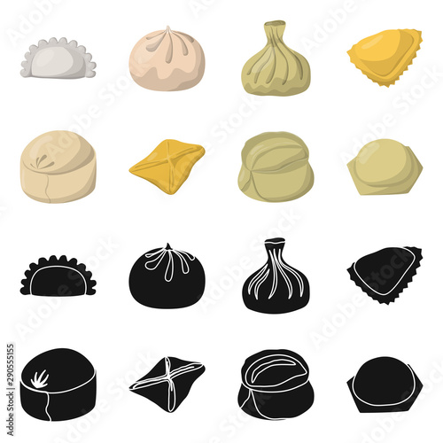 Vector design of products and cooking symbol. Set of products and appetizer vector icon for stock.