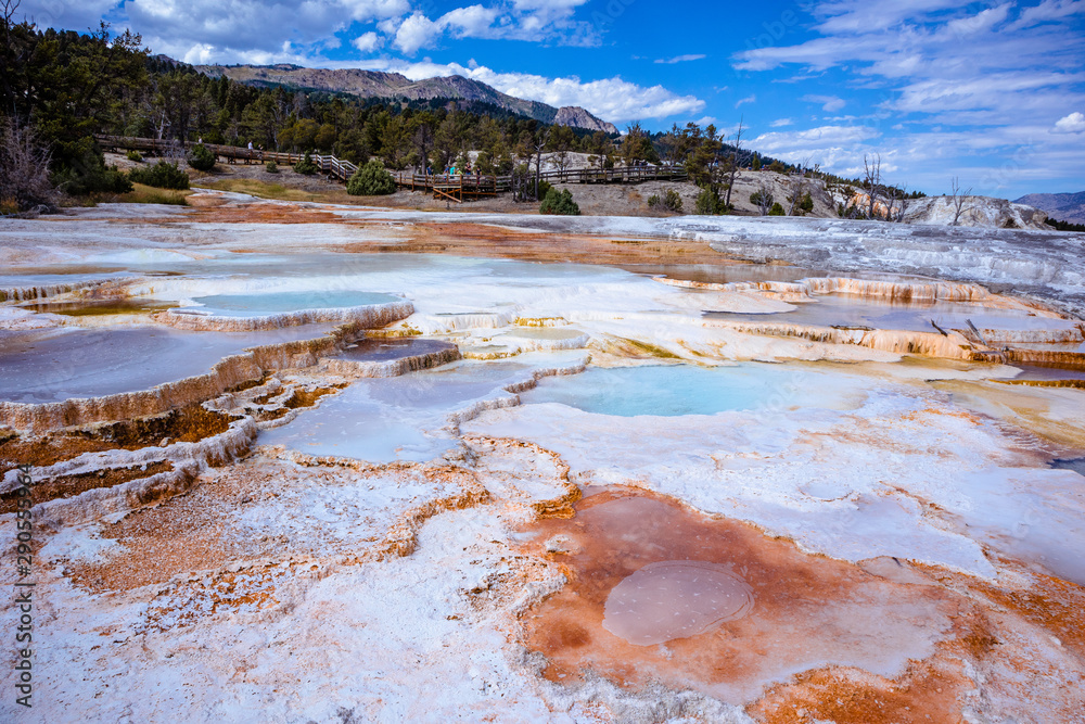 Geothermal pools and formations in yellowstone national park