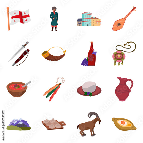 Vector design of Caucasus and traditions symbol. Set of Caucasus and attributes vector icon for stock.