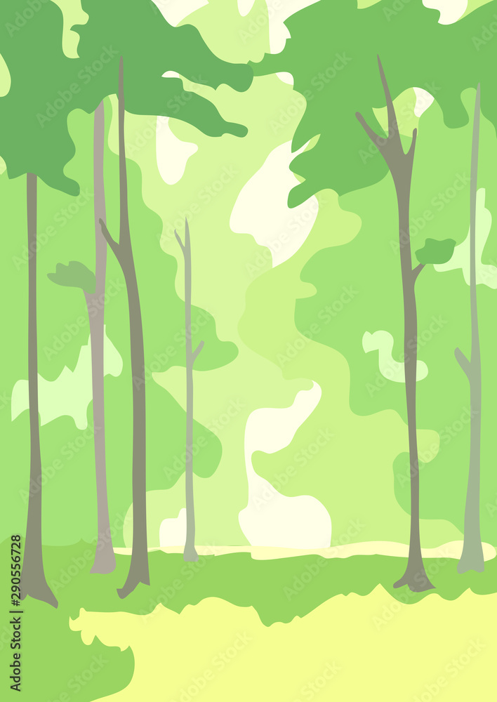 Spring forest. Vector illustration.