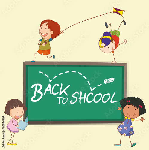 Back to school template with children