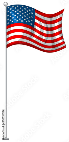 American flag on metal pole