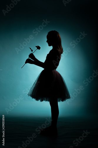 silhouette of a girl with a rose