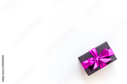 presents in boxes on white background top view copyspace