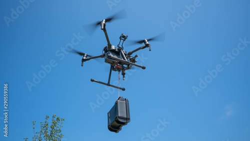 Drone carrying supplies 