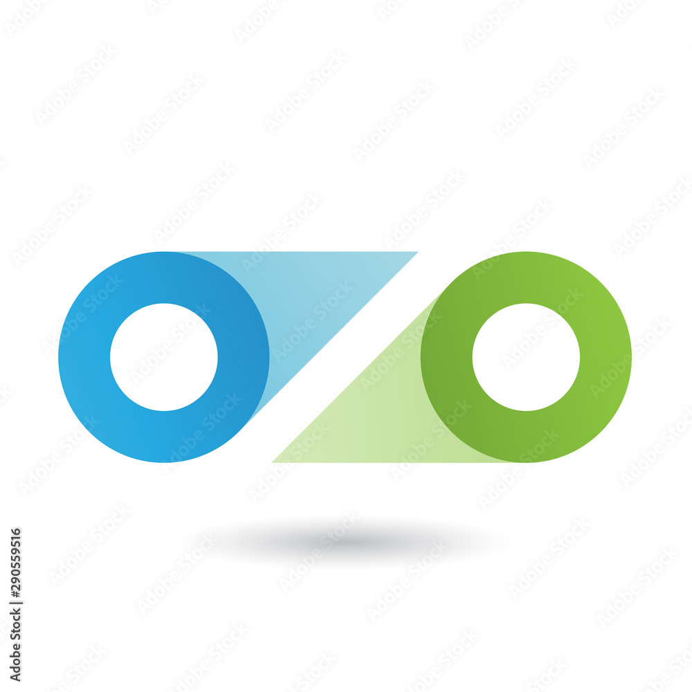 Blue and Green Double Letter O Illustration Blue and Green Double Letter O Illustration