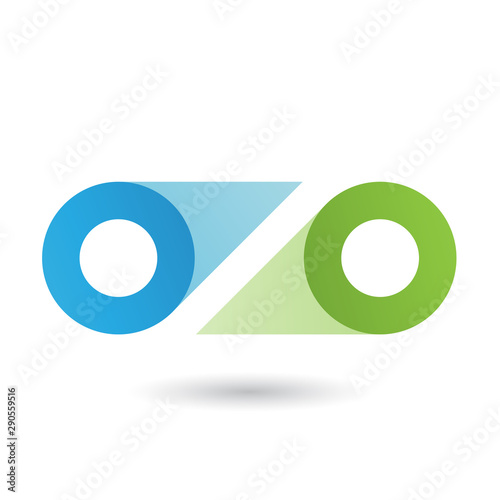 Blue and Green Double Letter O Illustration