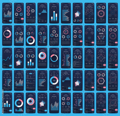 Different UI, UX, GUI screens and flat web icons for mobile apps