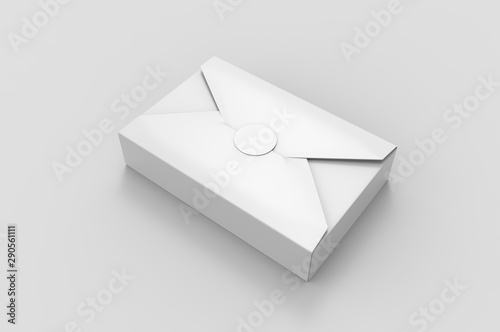 Kraft Paper Gift Box Envelope Type Cardboard Boxes Package For Wedding Party Festival. 3d render illustration.