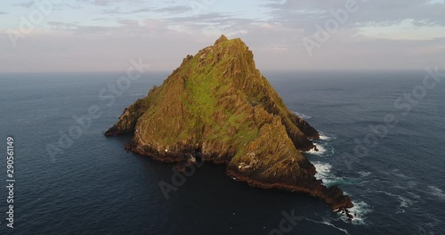 Skellig Michael off the coast of Ireland, wide aerial