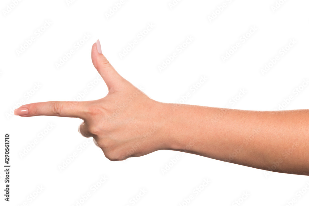 Hand of a young woman with beautiful manicure isolated on white background Hand of a young woman with beautiful manicure isolated on white background
