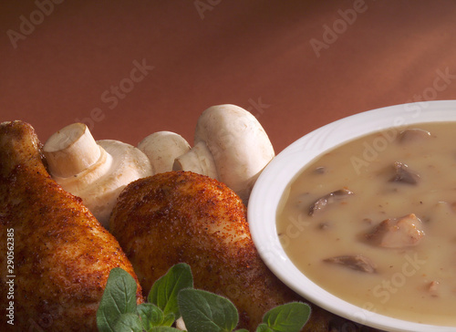 Chicken & Mushroom Soup with ingrediants photo