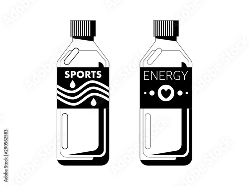 スポーツドリンクのシンプルなモノクロイラスト